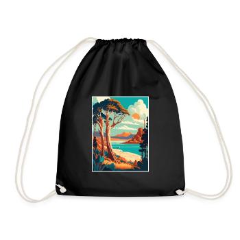 Tasmania Australia Vintage Travel Poster Souvenir - Drawstring Bag - black - Front