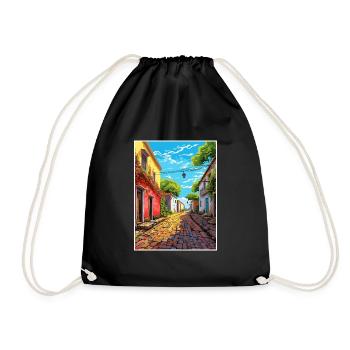 Colonia Del Sacramento Vintage Travel Poster WPA - Drawstring Bag - black - Front