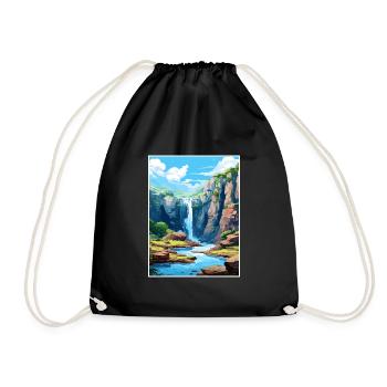 Bajos Del Toro Waterfall Vintage Travel Poster WPA - Drawstring Bag - black - Front