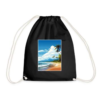 Playa Flamingo Costa Rica Vintage Travel Poster - Drawstring Bag - black - Front