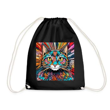 Tête de Chat Chat Chat Coloré - Sac de sport léger - noir - Devant