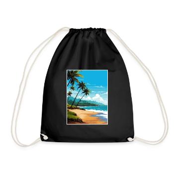 Playa Flamingo Costa Rica Vintage Travel Poster - Drawstring Bag - black - Front