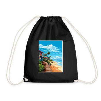 Montezuma Beach Costa Rica Vintage Reiseposter - Turnbeutel - Schwarz - Vorne