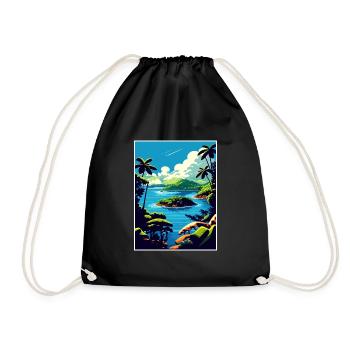 Dominican Republic Caribbean Vintage Travel Poster - Drawstring Bag - black - Front
