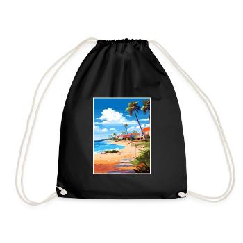 Bonaire Caribbean Vintage Travel Poster Souvenir - Drawstring Bag - black - Front