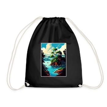 Jamaica Caribbean Vintage Travel Poster Souvenir - Drawstring Bag - black - Front