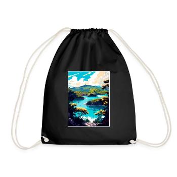 Antigua Caribbean Vintage Travel Poster Souvenir - Drawstring Bag - black - Front