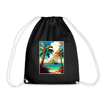 Bahamas Caribbean Vintage Travel Poster Souvenir - Drawstring Bag - black - Front