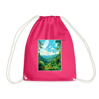 Amazone Regenwald Vintage Reiseposter Souvenir - Turnbeutel - Fuchsia - Vorne