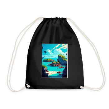 Bermuda Caribbean Vintage Travel Poster Souvenir - Drawstring Bag - black - Front