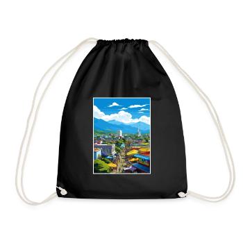 San Jose Costa Rica Vintage Travel Poster Souvenir - Drawstring Bag - black - Front