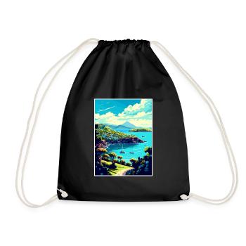 Grenada Caribbean Vintage Travel Poster Souvenir - Drawstring Bag - black - Front