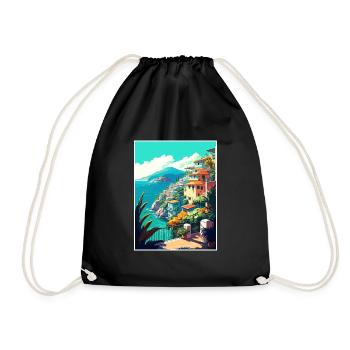 Acapulco Dekoration Vintage Reiseposter Souvenir - Turnbeutel - Schwarz - Vorne