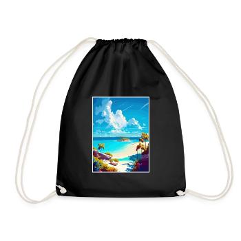 Eleuthera Caribbean Vintage Travel Poster Souvenir - Drawstring Bag - black - Front