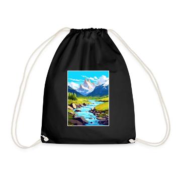 PatagoniaaVintage Travel Poster WPA Art - Drawstring Bag - black - Front