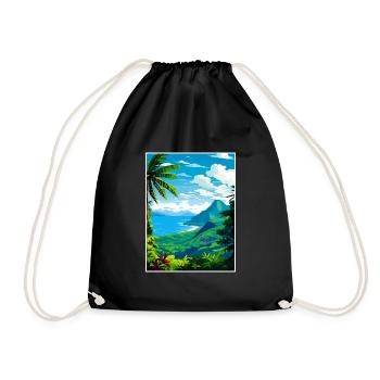 Saint Lucia Caribbean Vintage Travel Poster WPA - Drawstring Bag - black - Front