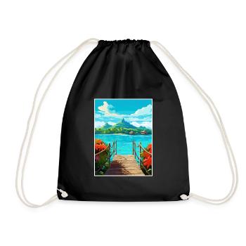 Bora Französisch-Polynesien Vintage Reiseposter WPA - Turnbeutel - Schwarz - Vorne