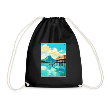Bora Französisch-Polynesien Vintage Reiseposter WPA - Turnbeutel - Schwarz - Vorne