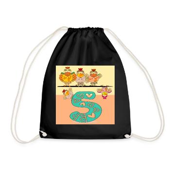 5. Children's Birthday Party - Chicken Coop Chickens - Drawstring Bag - black - Front