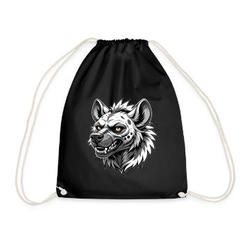 hyena black and wihte - Turnbeutel - Schwarz - Vorne