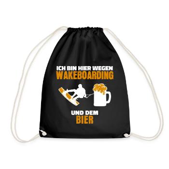 Kitesurfer Cooler Spruch Wakeboard Surfing Welle - Turnbeutel - Schwarz - Vorne
