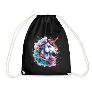 Cheval coloré licorne - Sac de sport léger - noir - Devant