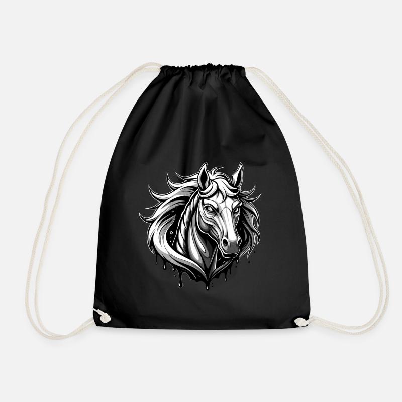 horse black and withe - Turnbeutel - Schwarz