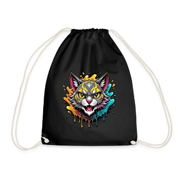 Cat Color Splash - Drawstring Bag - black - Front