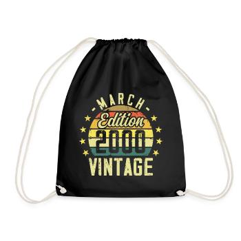 Jahrgang März 2000 Vintage Geschenk Jubiläum 2000 - Turnbeutel - Schwarz - Vorne