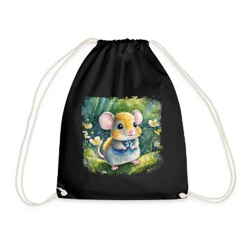 Mignon bébé souris jouant joyeusement dans le jardin - Sac de sport léger - noir - Devant
