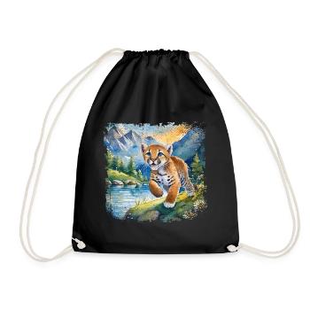 Mignon jeune tigre | Style de livre pour enfants - Sac de sport léger - noir - Devant