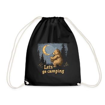 Lets Go Camping Bear - Drawstring Bag - black - Front