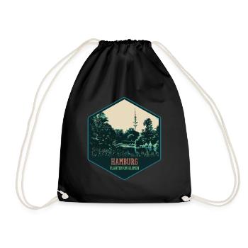 Illustration, Planten un Blomen park in Hamburg - Drawstring Bag - black - Front