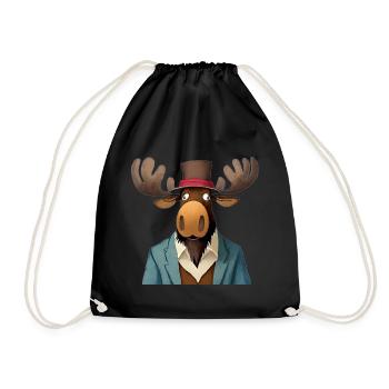 élan drôle dans un chapeau - Sac de sport léger - noir - Devant