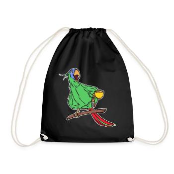 Parrot, Bird, Animal, Pet, Tropical, Zoo Animals - Drawstring Bag - black - Front
