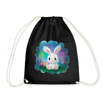 Osterhase Hase Ostereier Eier - Turnbeutel - Schwarz - Vorne