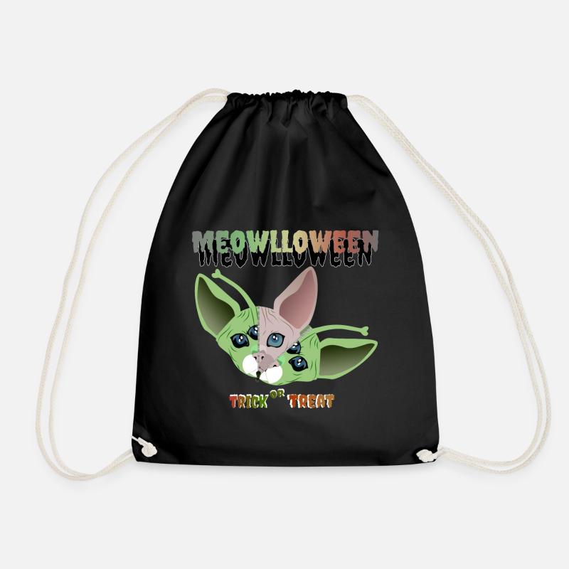 sphinx cat alien mask - Drawstring Bag - black