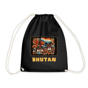 Bhutan Thimphu Dragon South Asia - Drawstring Bag - black - Front