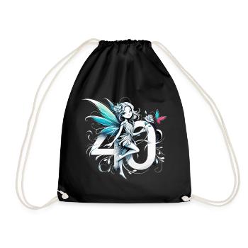 40 Years Fairy Elf Cute Birthday Gift - Drawstring Bag - black - Front