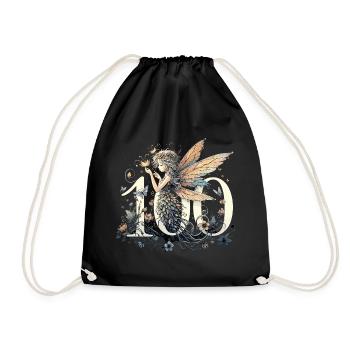 100 Jahre Fee Elfe süß Geburtstag Geschenk - Turnbeutel - Schwarz - Vorne