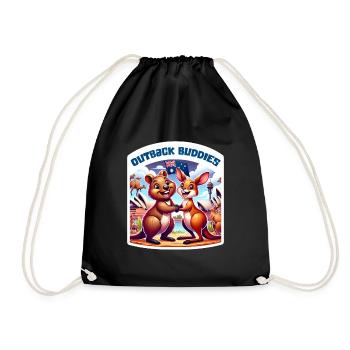 Motif de kangourou australien et de quokka - Sac de sport léger - noir - Devant