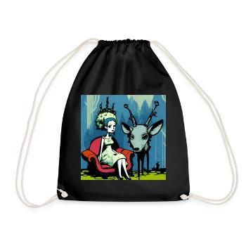 Psychedelic deer 01 - Drawstring Bag - black - Front