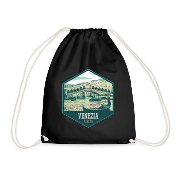 Illustration du Pont Rialto, Venise - Sac de sport léger - noir - Devant