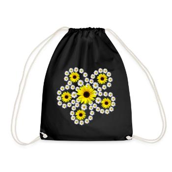 daisies, sunflowers, blossom, daisies, floral - Drawstring Bag - black - Front