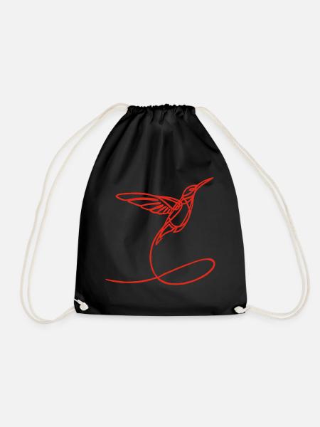 Red Strange Bird - Drawstring Bag - black