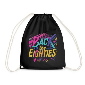 Bunte 80er Jahre Neon Schriftzug - Turnbeutel - Schwarz - Vorne