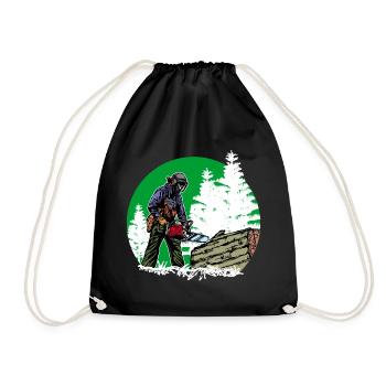 Arbre bûcheron tronçonneuse bois boiserie forêt - Sac de sport léger - noir - Devant