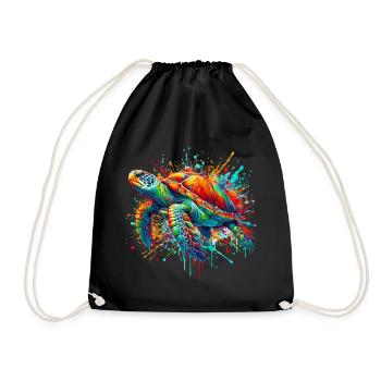 Turtle - Drawstring Bag - black - Front