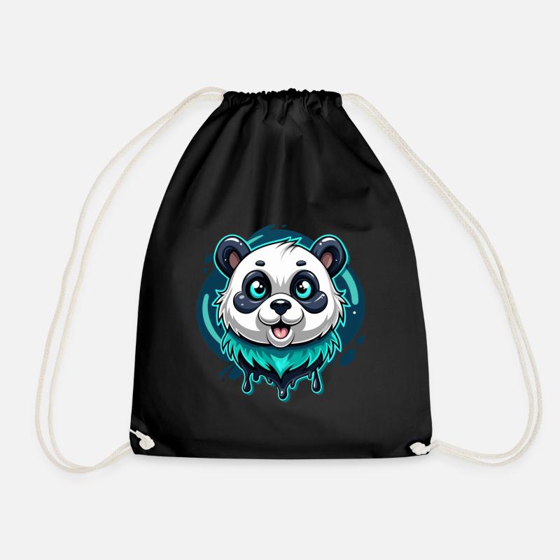 panda - Drawstring Bag - black