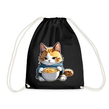 Niedliche Katze mit Ramen Suppe - Turnbeutel - Schwarz - Vorne